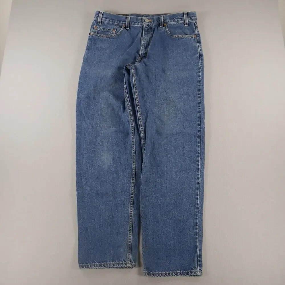 Vintage Y2K Levi’s 550 Relaxed Fit Jeans 36x32 Baggy Blue Mens Black Batwing